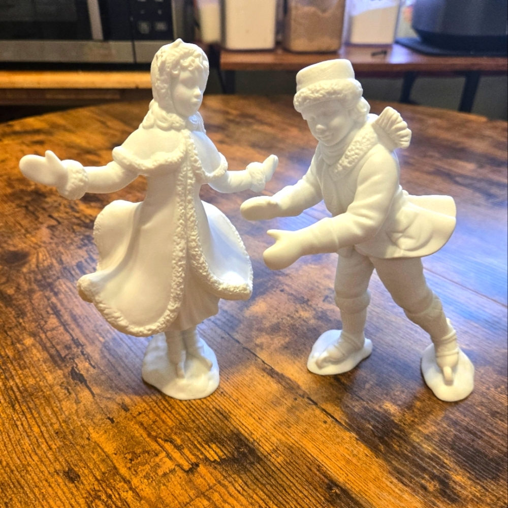 Dept 56 "Winter Silhouette Skaters Waltz" Porcelain Figurines